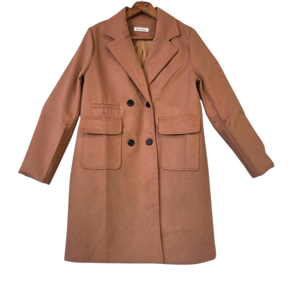 Ya Ya Fushi‎ Long Double Breasted Trench Coat Camel Colored Women's Size Small
